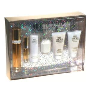 طقم هدايا وايت دايموندز من إليزابيث تايلور - Elizabeth Taylor White Diamonds Gift Set (50ml EDT + 10ml EDT + 50ml B/L + 50ml B/W + 28g Talc + 40g)