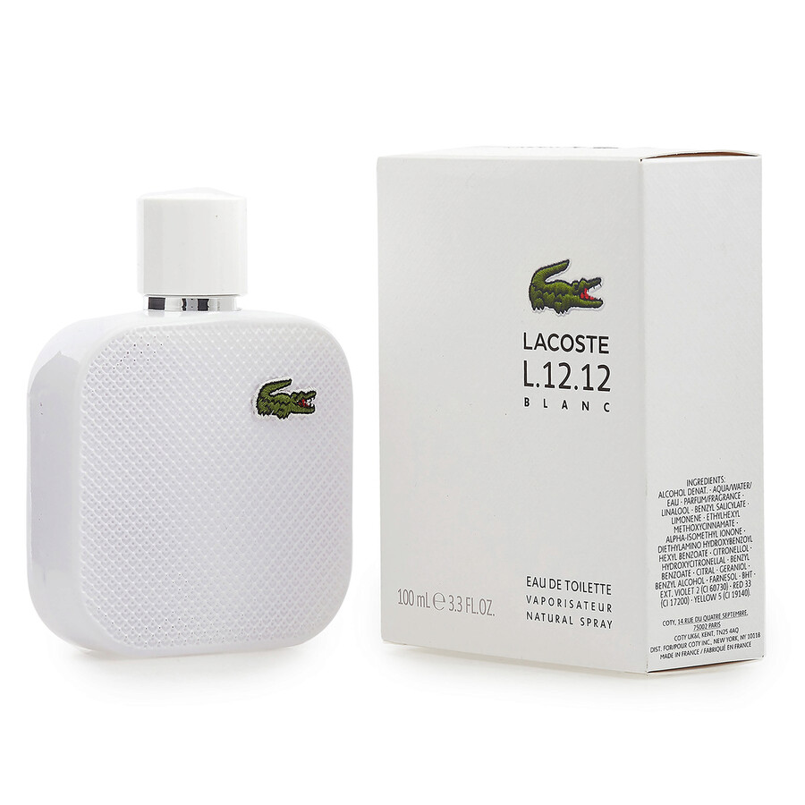 عطر إل 12.12 لاكوست الأبيض الرجالي أو دو تواليت 100مل - L.12.12 Blanc / Lacoste EDT Spray (white) 3.3 oz