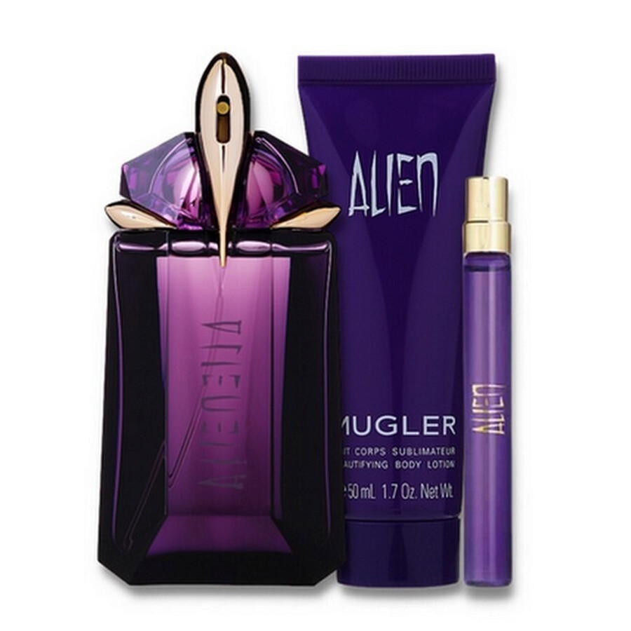 تيري موغلر مجموعة ألين ( عطر أو دو بارفان 60مل+أو دو بارفان 10مل+لوشن الجسم 50مل) - THIERRY MUGLER Ladies Alien Gift Set Fragrances